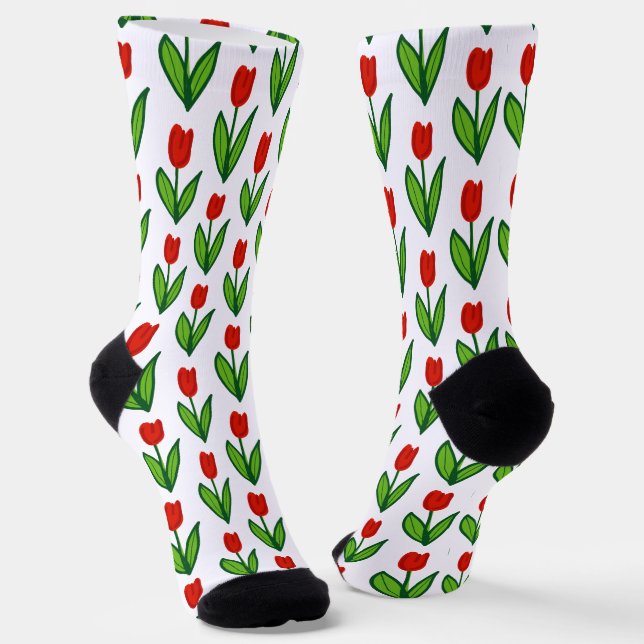 Flor de tulipán rojo floreciente calcetines femeni (Angular)