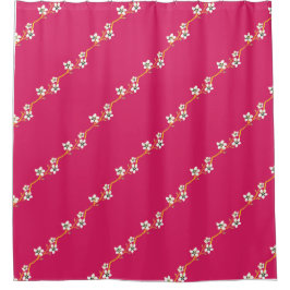 Flor de vacaciones en vid dorada Cortina de ducha