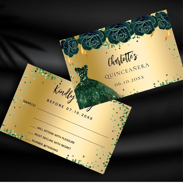 Flor de vestir verde Quinceanera oro RSVP (Subido por el creador)