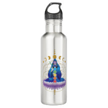 Flor de vida, chakra, diosa v2 botella de agua