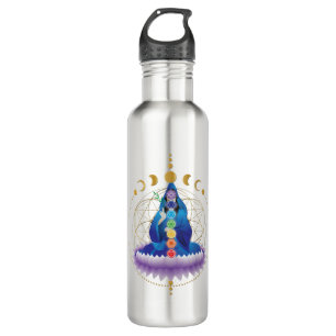 Flor de vida, chakra, diosa v2 botella de agua