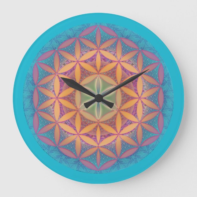 Flor de vida Mandala reloj de pared (Anverso)