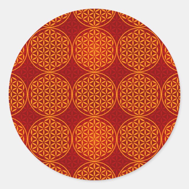 Flor de vida - patrón de sello - rojo naranja (Anverso)