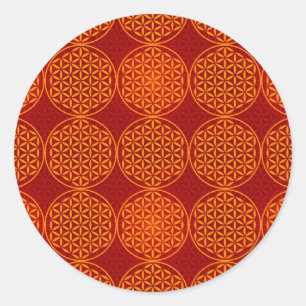 Flor de vida - patrón de sello - rojo naranja