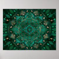 Flor de vida Punto Arte malaquita oro