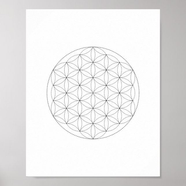 Flor de vida Sagrada Geometría Muro Poster de arte (Frente)