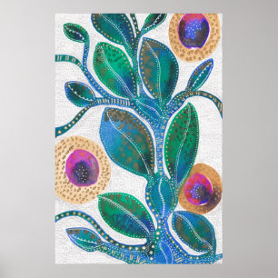 Flor del desierto, acuarela mixta arte original