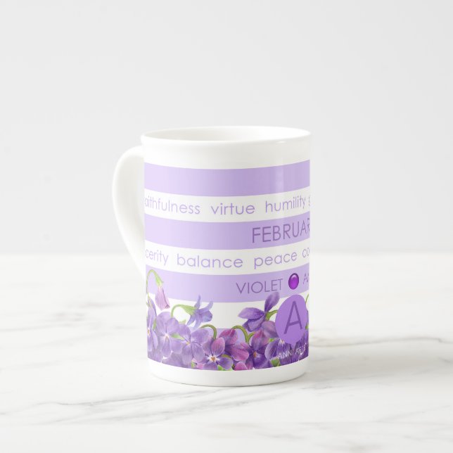 Flor del nacimiento y taza febrero BoneChina de la (Izquierda)
