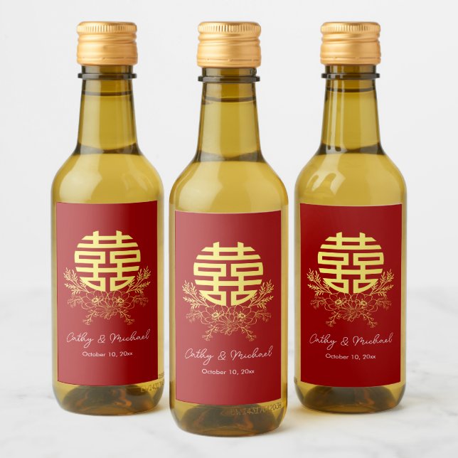 Flor doble felicidad círculo boda china (Botellas)