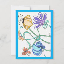 Flor Doodle - Tarjeta en blanco