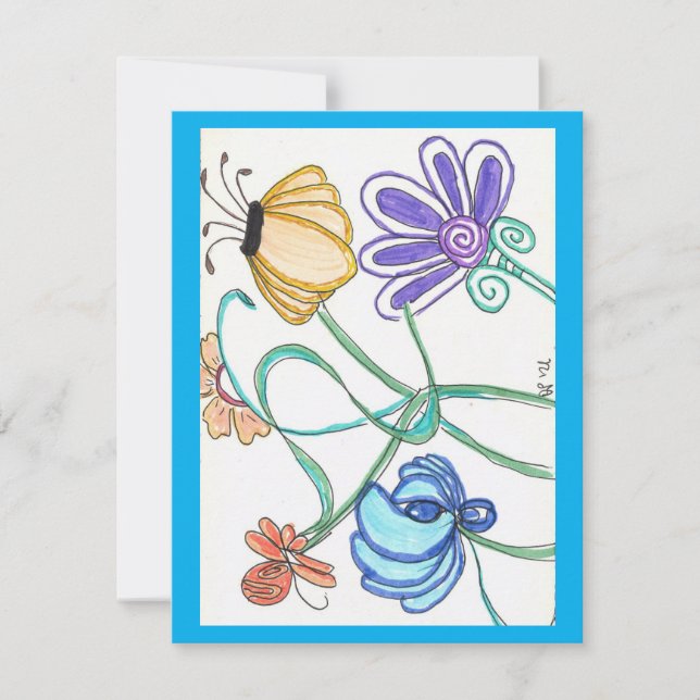 Flor Doodle - Tarjeta en blanco (Anverso)