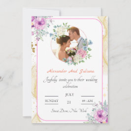 Flor Elegante invitación a la boda con fotografía 