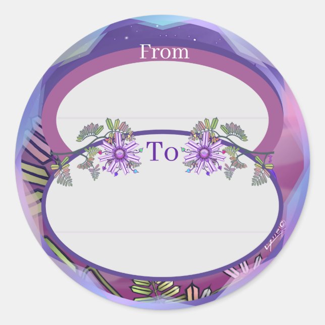 Flor en el pegatina redondo clásico del desierto (Anverso)