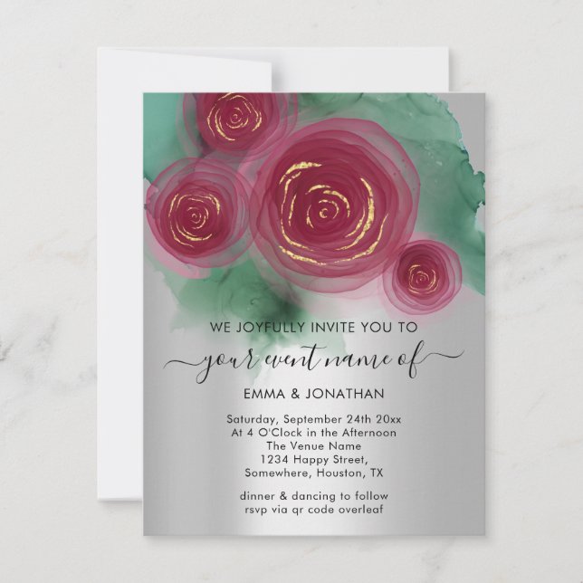 Flor en estilo con Rosa de código QR floral presup (Anverso)