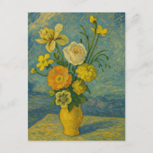Flor en la postal del florero