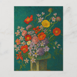 Flor en la postal del florero