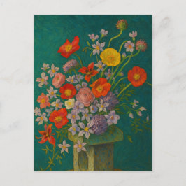 Flor en la postal del florero