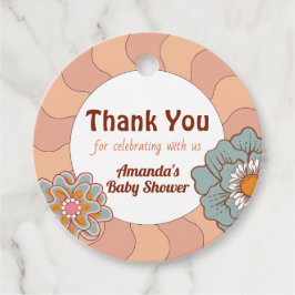 Flor estilo retro Baby Shower Gracias etiqueta de 