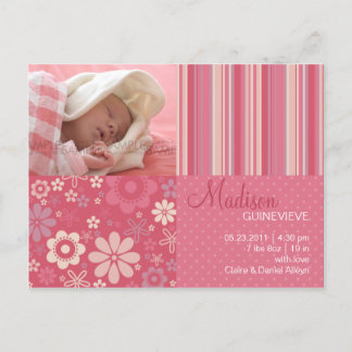 Flor Fizz Rosa ・ Invitación del bebé