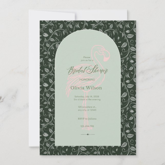 flor flamenco rosa Bridal Shower Invitación (Anverso)