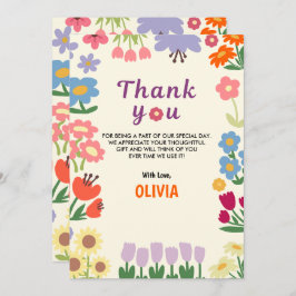 Flor Floral Cumpleaños 5 Gracias Tarjeta plana