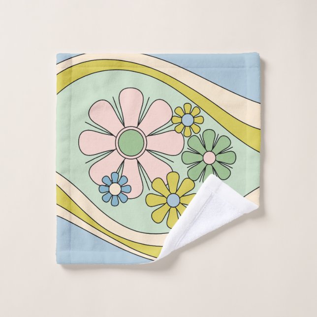Flor floral Daydream Retro 60's 70s Pastel (Toallita)