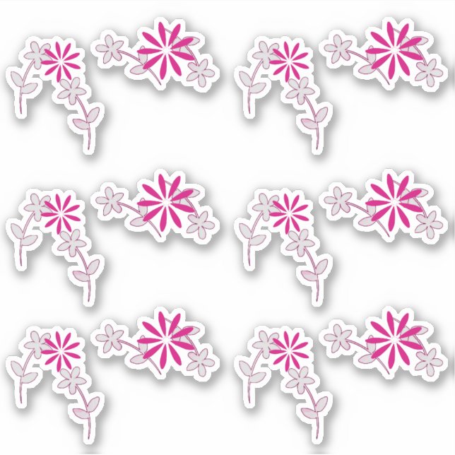 Flor floral rosa 6"x6" Personalizado Pegatinas de  (Anverso)