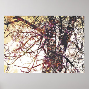 Flor floral y diseño de árboles en arte abstracto