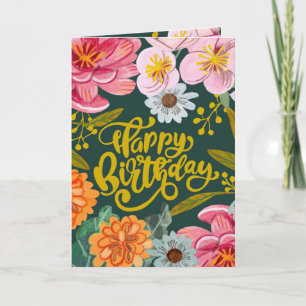 Flor folclórica Tarjeta de bienvenida de cumpleaño