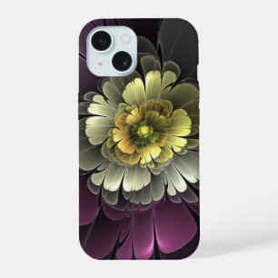 Flor fractal abstracta moderna purpura gris khaki
