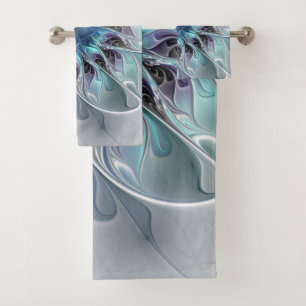 Flor Fractal Moderna Con Azul