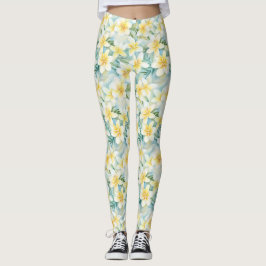 Flor Frangipani blanca Leggings todo-sobre-impresi