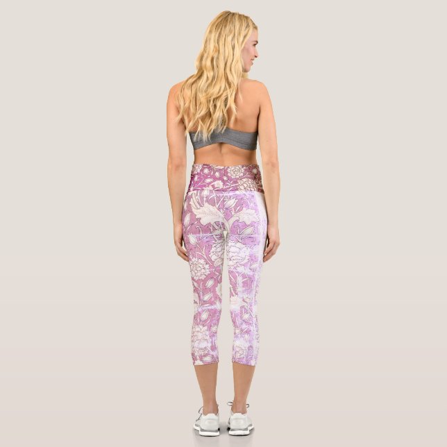 Flor Funky de Lavanda Rosa | Capri Leggings (Reverso)