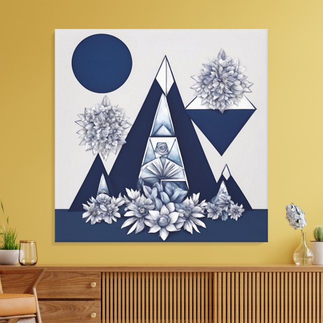 Flor geométrica de medianoche celestial arte de IA (Insitu (Sala de estar))