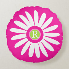 Flor gráfica margarita monograma tirador almohada