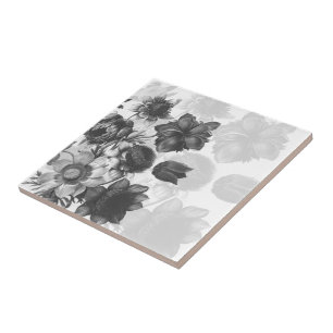 Flor gris Bouquet Personalizado Baldosas cerámica