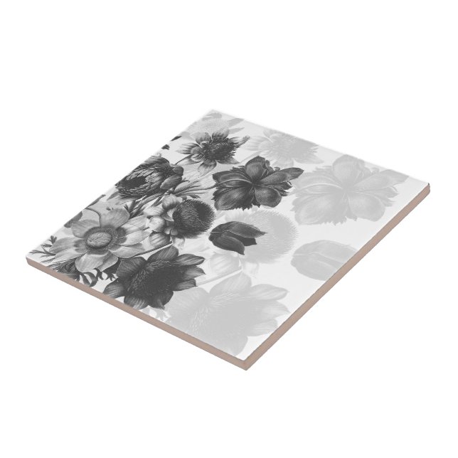 Flor gris Bouquet Personalizado Baldosas cerámicas (Lado)