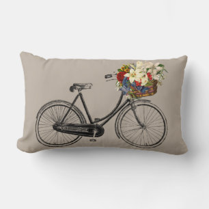 Flor gris claro de bicicleta almohada de lanzamien