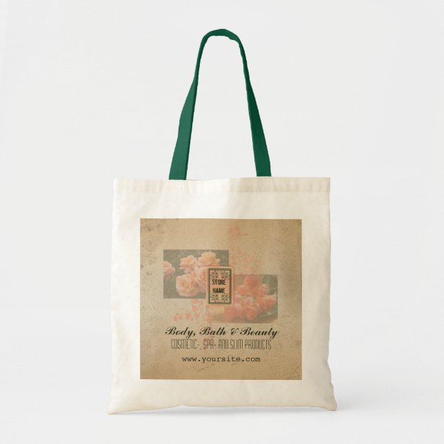 Flor gruesa vintage - Bolsa impresa (Frente)