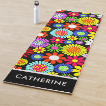Flor hippie de primavera retro Yoga Mat