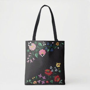 Flor húngara tradicional del bolso de tote