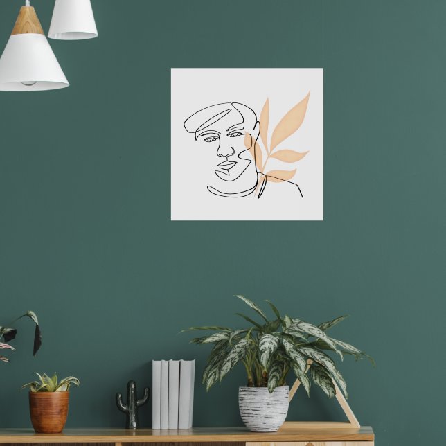 Flor Interior – Retrato de Arte de Línea Botánica (Salón 1)