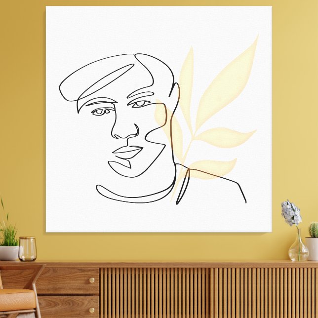 Flor Interior – Retrato de Arte de Línea Botánica (Insitu (Sala de estar))