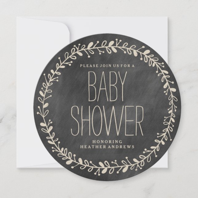 Flor| INVITACIÓN DE CHALKBOARD BABY SHOWER (Anverso)