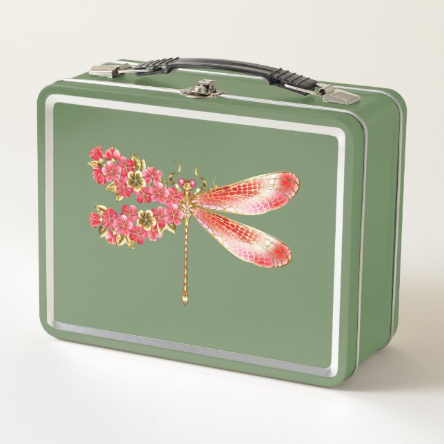 Flor libélula con sakura de joyas (Anverso)