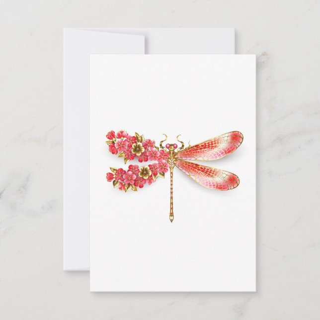 Flor libélula con sakura de joyas (Anverso)