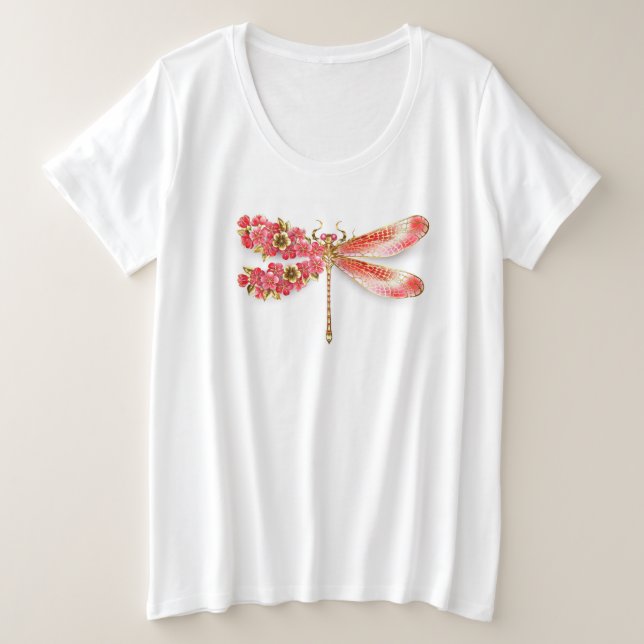 Flor libélula con sakura de joyas (Anverso del diseño)