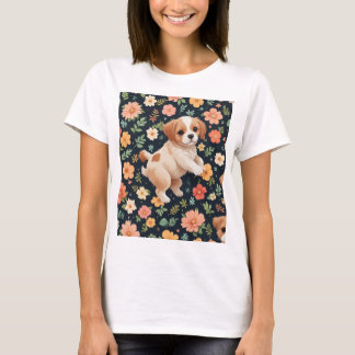 flor lindo perro de pie Mujeres camisetas