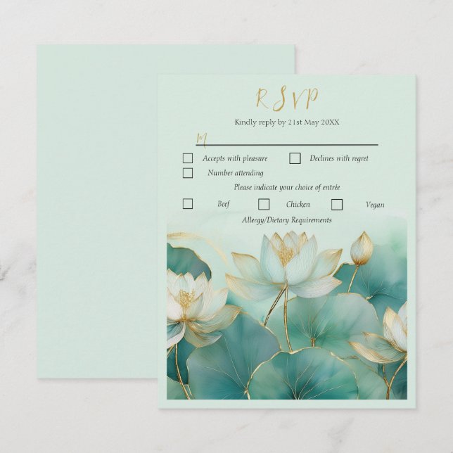 Flor Lotus de tarjeta de respuesta personalizada (Anverso / Reverso)