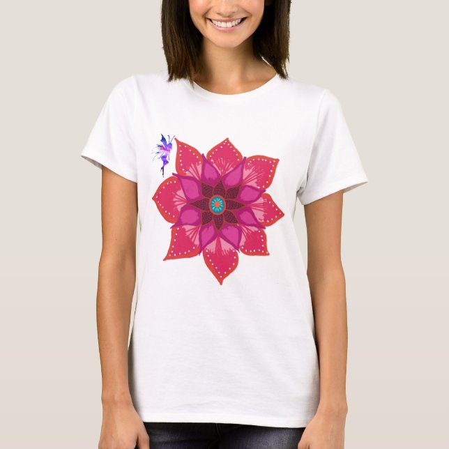 Flor Mandala Camiseta de Maternidad de hadas, blan (Anverso)